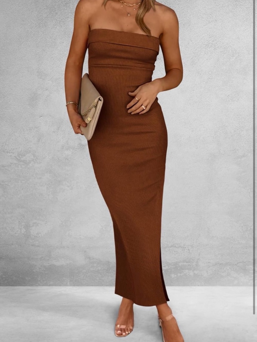 Strapless Ribbed Maxi Dress - Picture 3 of 5